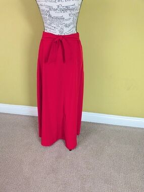 Red Tie-Waist Maxi Skirt